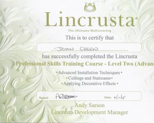 Lincrusta Advanced Course November 2015